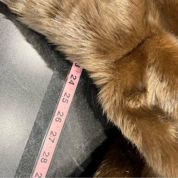 Vintage Faux Fur Coat Brown Largr Collar Faux Leather Buttons Womens  Size Med - Picture 5 of 10